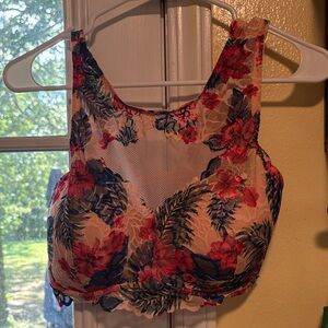 PINK Victoria's Secret Floral Lace Bra - Red and Blue